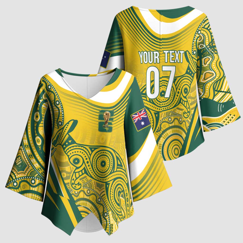 Australia Custom Indigenous Kimono Sleeve Blouse WC2026 Socceroos Aboriginal Arts - Aussie Hoodie