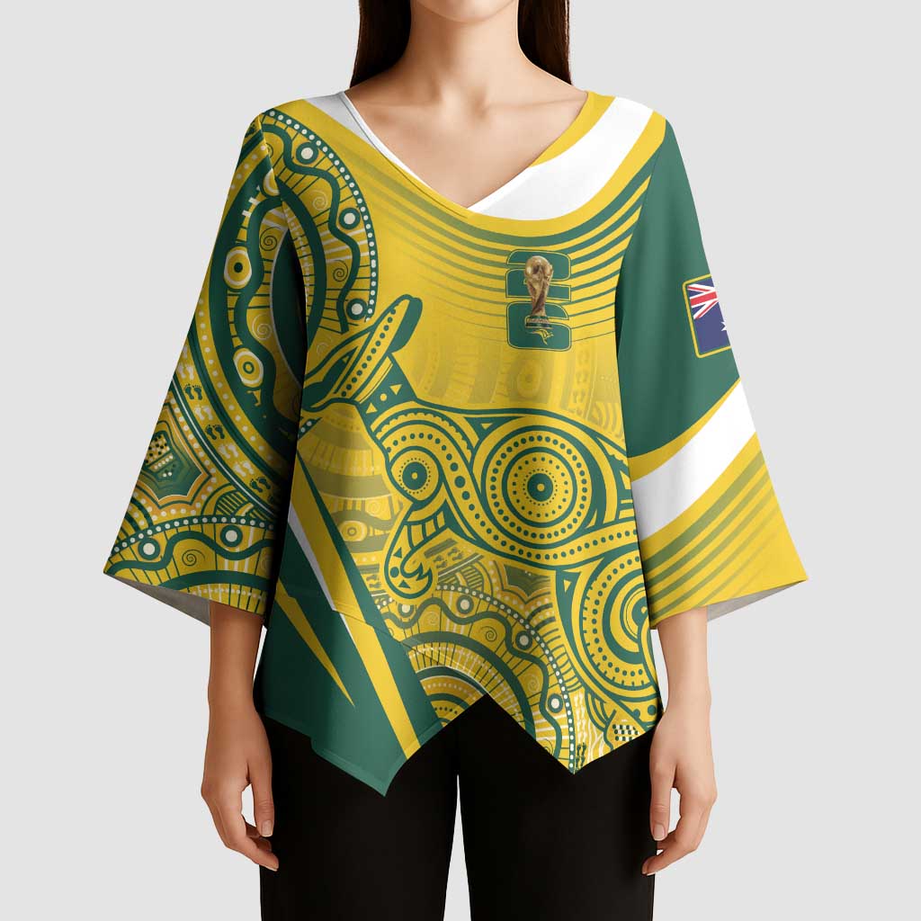 Australia Custom Indigenous Kimono Sleeve Blouse WC2026 Socceroos Aboriginal Arts - Aussie Hoodie
