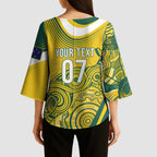 Australia Custom Indigenous Kimono Sleeve Blouse WC2026 Socceroos Aboriginal Arts - Aussie Hoodie