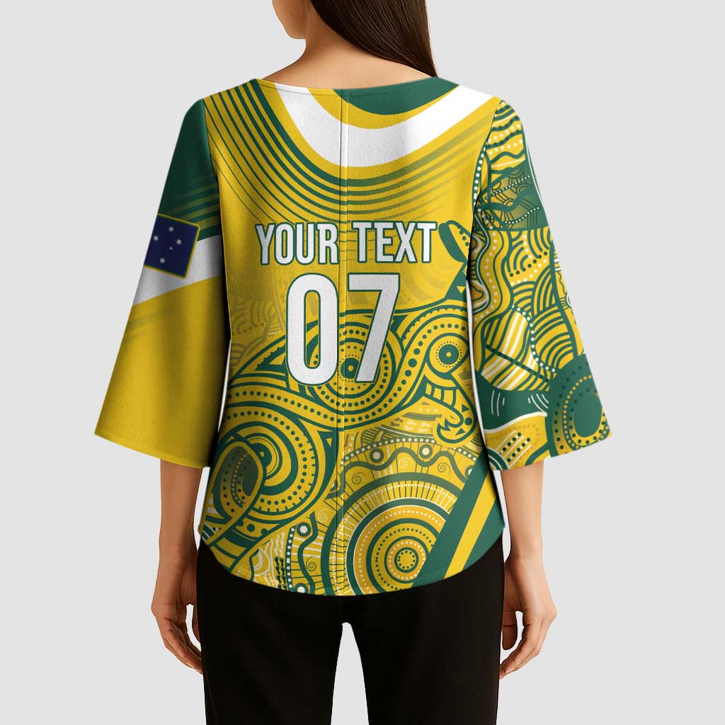 Australia Custom Indigenous Kimono Sleeve Blouse WC2026 Socceroos Aboriginal Arts - Aussie Hoodie