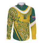 Australia Custom Indigenous Long Sleeve Button Shirt WC2026 Socceroos Aboriginal Arts - Aussie Hoodie