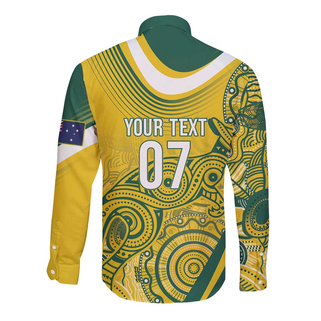 Australia Custom Indigenous Long Sleeve Button Shirt WC2026 Socceroos Aboriginal Arts - Aussie Hoodie