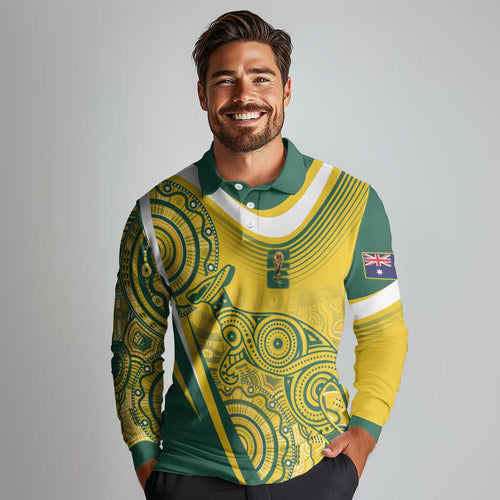 Australia Custom Indigenous Long Sleeve Polo Shirt WC2026 Socceroos Aboriginal Arts - Aussie Hoodie