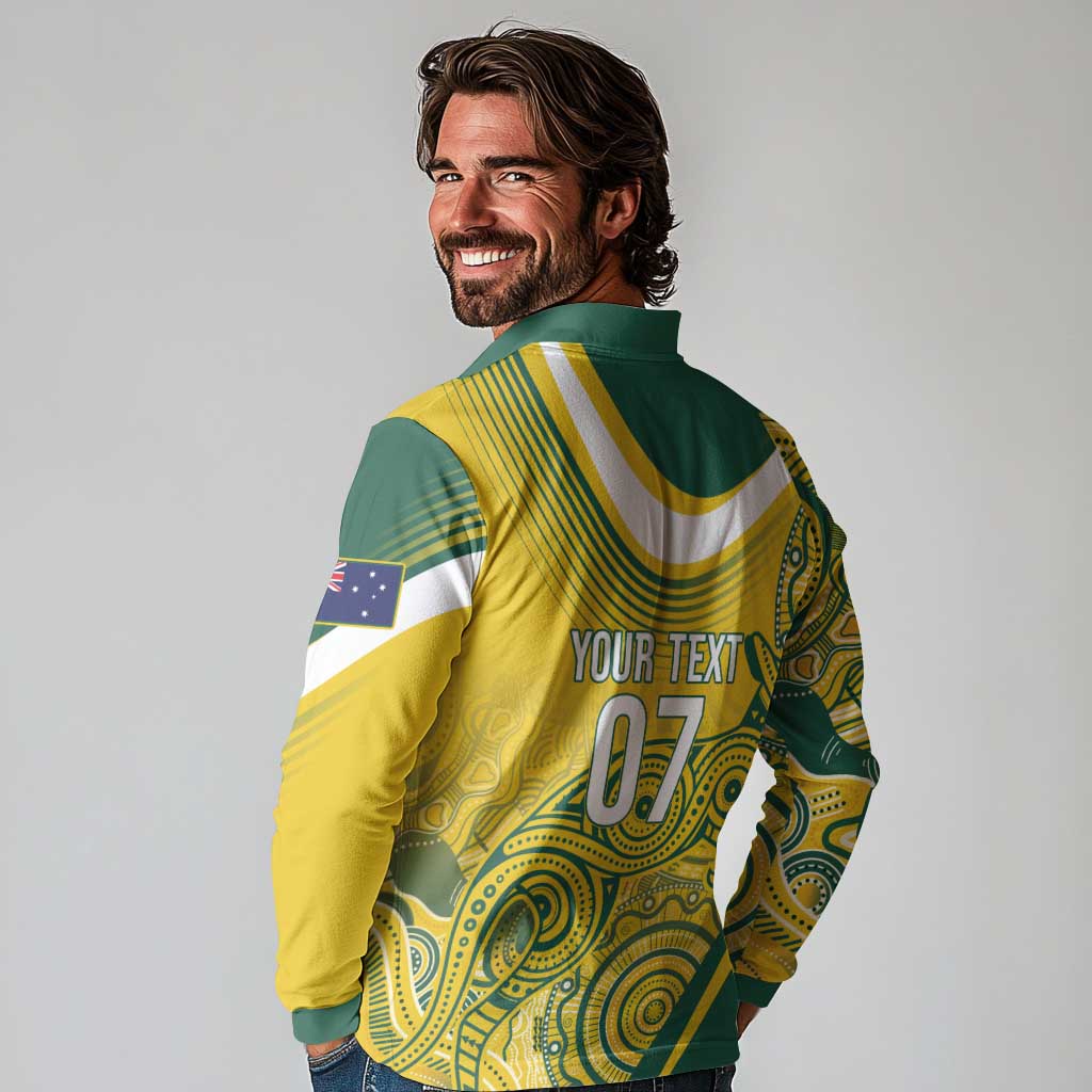 Australia Custom Indigenous Long Sleeve Polo Shirt WC2026 Socceroos Aboriginal Arts - Aussie Hoodie