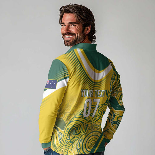 Australia Custom Indigenous Long Sleeve Polo Shirt WC2026 Socceroos Aboriginal Arts - Aussie Hoodie