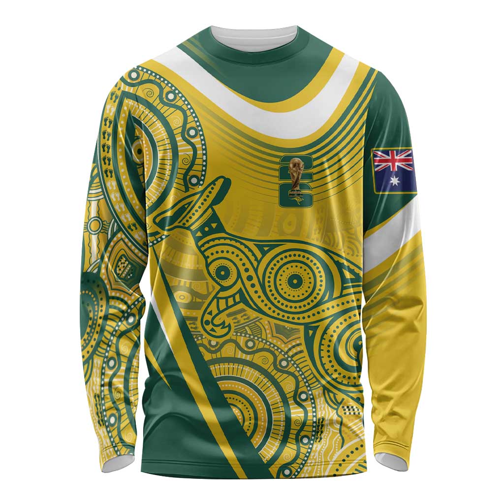 Australia Custom Indigenous Long Sleeve Shirt WC2026 Socceroos Aboriginal Arts - Aussie Hoodie