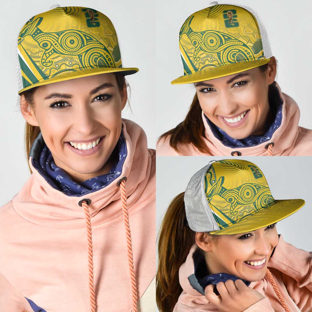 Australia Custom Indigenous Mesh Trucker Cap WC2026 Socceroos Aboriginal Arts - Aussie Hoodie