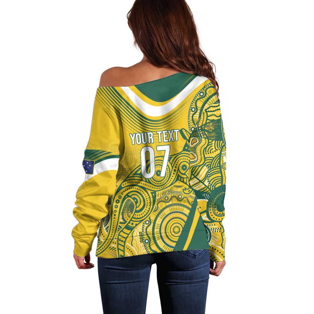 Australia Custom Indigenous Off Shoulder Sweater WC2026 Socceroos Aboriginal Arts - Aussie Hoodie