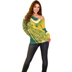 Australia Custom Indigenous Off Shoulder Sweater WC2026 Socceroos Aboriginal Arts - Aussie Hoodie