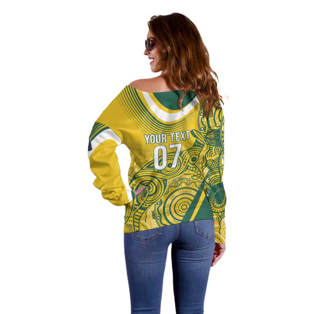 Australia Custom Indigenous Off Shoulder Sweater WC2026 Socceroos Aboriginal Arts - Aussie Hoodie
