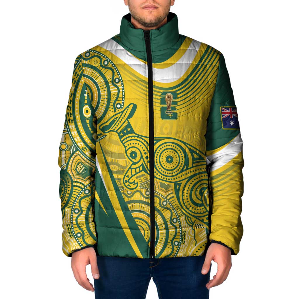 Australia Custom Indigenous Padded Jacket WC2026 Socceroos Aboriginal Arts - Aussie Hoodie