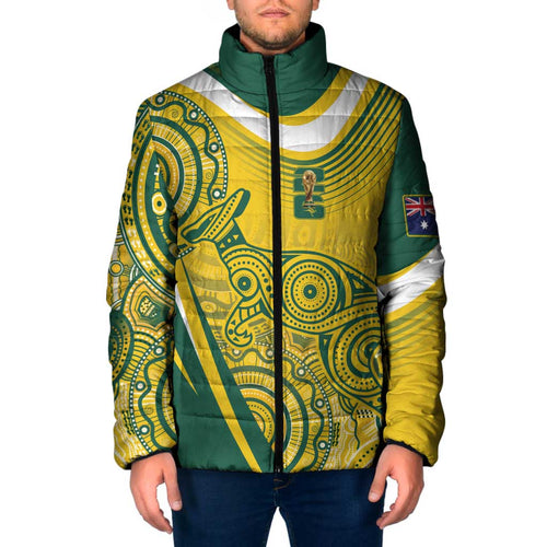 Australia Custom Indigenous Padded Jacket WC2026 Socceroos Aboriginal Arts - Aussie Hoodie