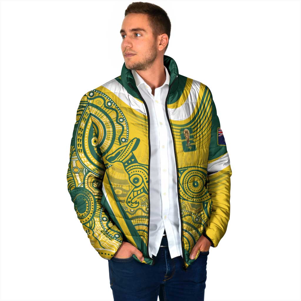 Australia Custom Indigenous Padded Jacket WC2026 Socceroos Aboriginal Arts - Aussie Hoodie