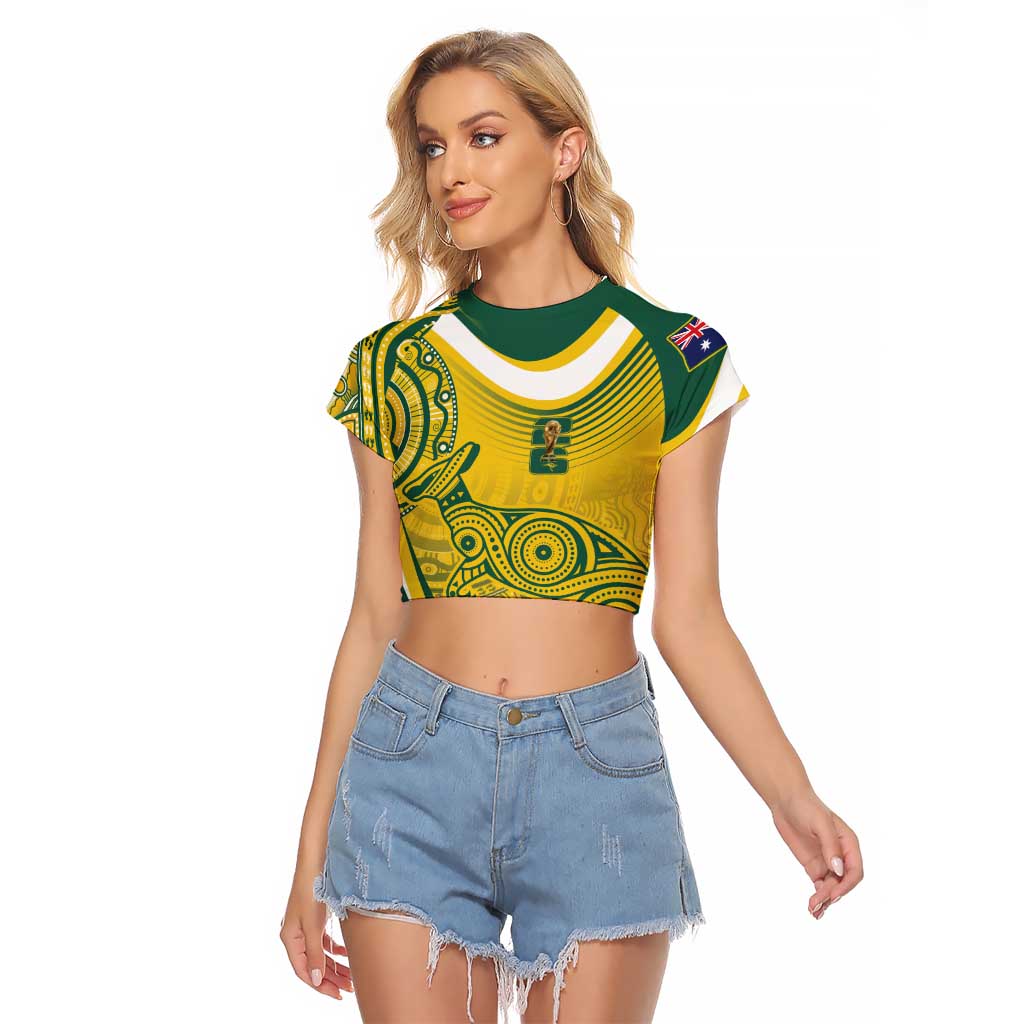 Australia Custom Indigenous Raglan Cropped T Shirt WC2026 Socceroos Aboriginal Arts - Aussie Hoodie