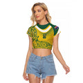 Australia Custom Indigenous Raglan Cropped T Shirt WC2026 Socceroos Aboriginal Arts - Aussie Hoodie