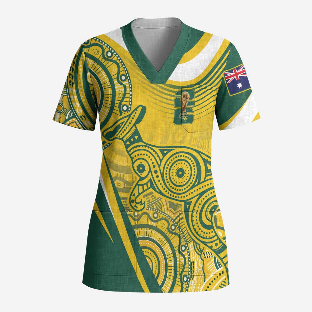 Australia Custom Indigenous Scrub Top WC2026 Socceroos Aboriginal Arts - Aussie Hoodie