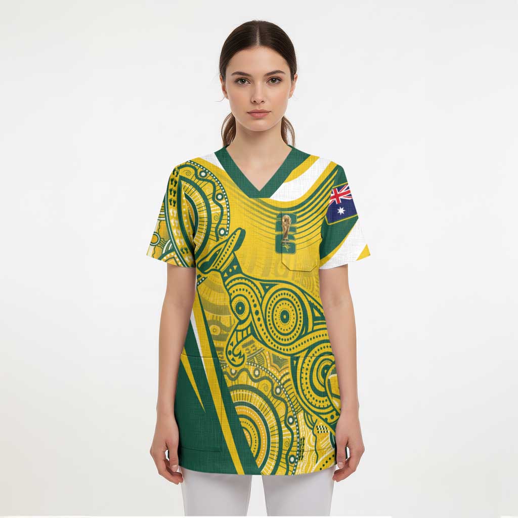Australia Custom Indigenous Scrub Top WC2026 Socceroos Aboriginal Arts - Aussie Hoodie