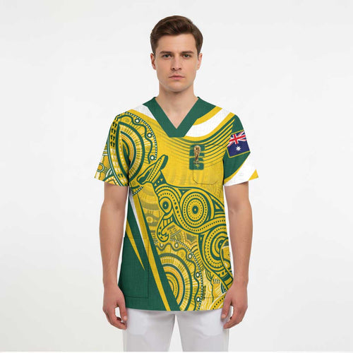 Australia Custom Indigenous Scrub Top WC2026 Socceroos Aboriginal Arts - Aussie Hoodie