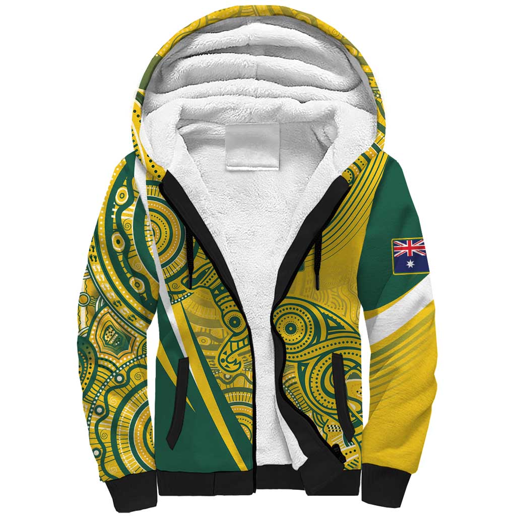 Australia Custom Indigenous Sherpa Hoodie WC2026 Socceroos Aboriginal Arts - Aussie Hoodie