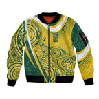 Australia Custom Indigenous Sleeve Zip Bomber Jacket WC2026 Socceroos Aboriginal Arts - Aussie Hoodie