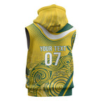 Australia Custom Indigenous Sleeveless Hoodie WC2026 Socceroos Aboriginal Arts - Aussie Hoodie