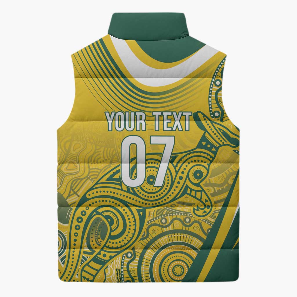 Australia Custom Indigenous Sleeveless Puffer Jacket WC2026 Socceroos Aboriginal Arts - Aussie Hoodie