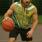 Australia Custom Indigenous Sleeveless Zip Hoodie WC2026 Socceroos Aboriginal Arts - Aussie Hoodie