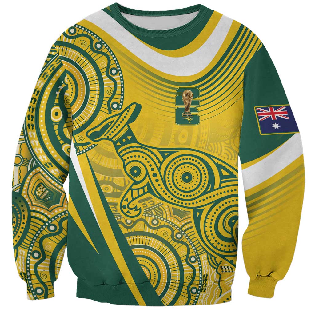 Australia Custom Indigenous Sweatshirt WC2026 Socceroos Aboriginal Arts - Aussie Hoodie