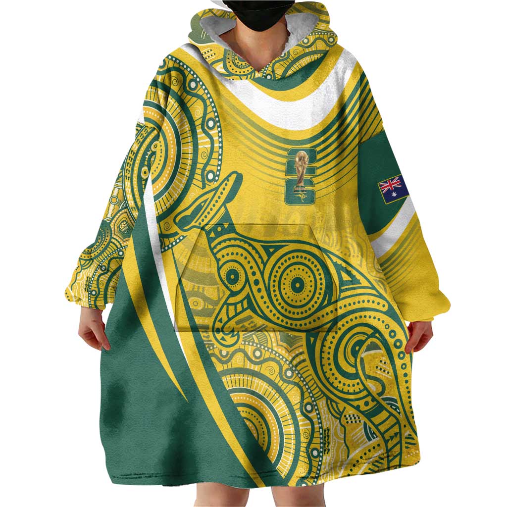 Australia Custom Indigenous Wearable Blanket Hoodie WC2026 Socceroos Aboriginal Arts - Aussie Hoodie