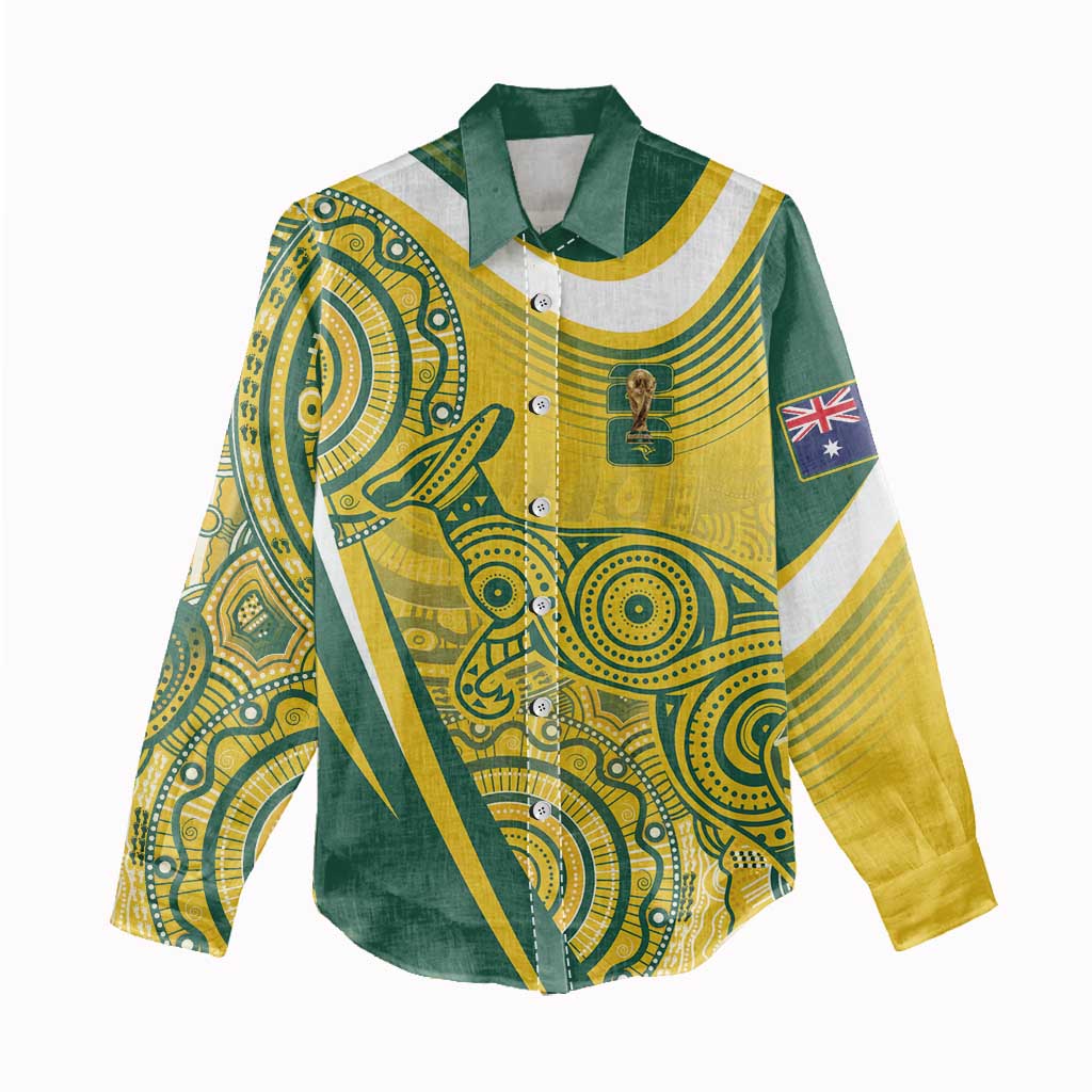 Australia Custom Indigenous Women Casual Shirt WC2026 Socceroos Aboriginal Arts - Aussie Hoodie