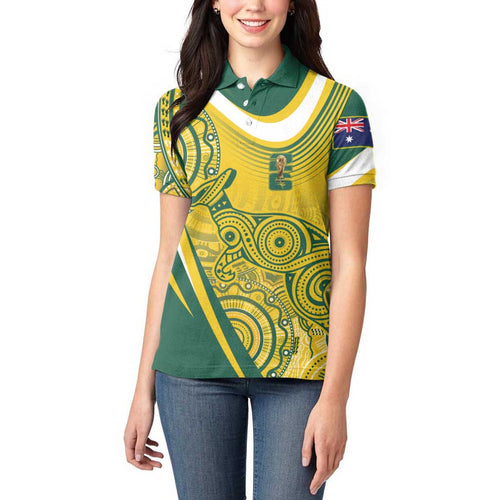 Australia Custom Indigenous Women Polo Shirt WC2026 Socceroos Aboriginal Arts - Aussie Hoodie