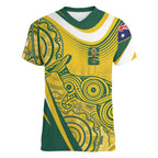 Australia Custom Indigenous Women V-Neck T-Shirt WC2026 Socceroos Aboriginal Arts - Aussie Hoodie