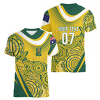 Australia Custom Indigenous Women V-Neck T-Shirt WC2026 Socceroos Aboriginal Arts - Aussie Hoodie
