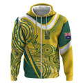 Australia Custom Indigenous Zip Hoodie WC2026 Socceroos Aboriginal Arts - Aussie Hoodie