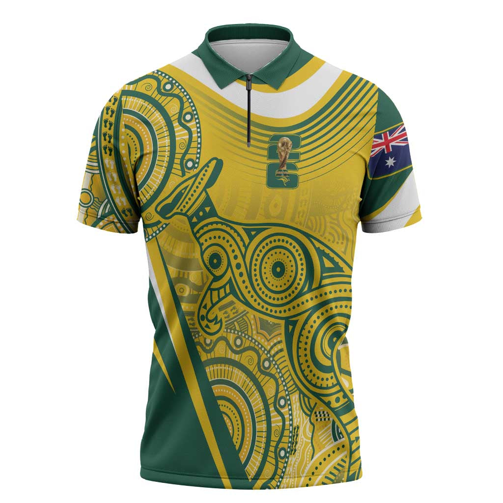 Australia Custom Indigenous Zipper Polo Shirt WC2026 Socceroos Aboriginal Arts - Aussie Hoodie