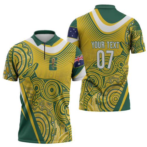 Australia Custom Indigenous Zipper Polo Shirt WC2026 Socceroos Aboriginal Arts - Aussie Hoodie