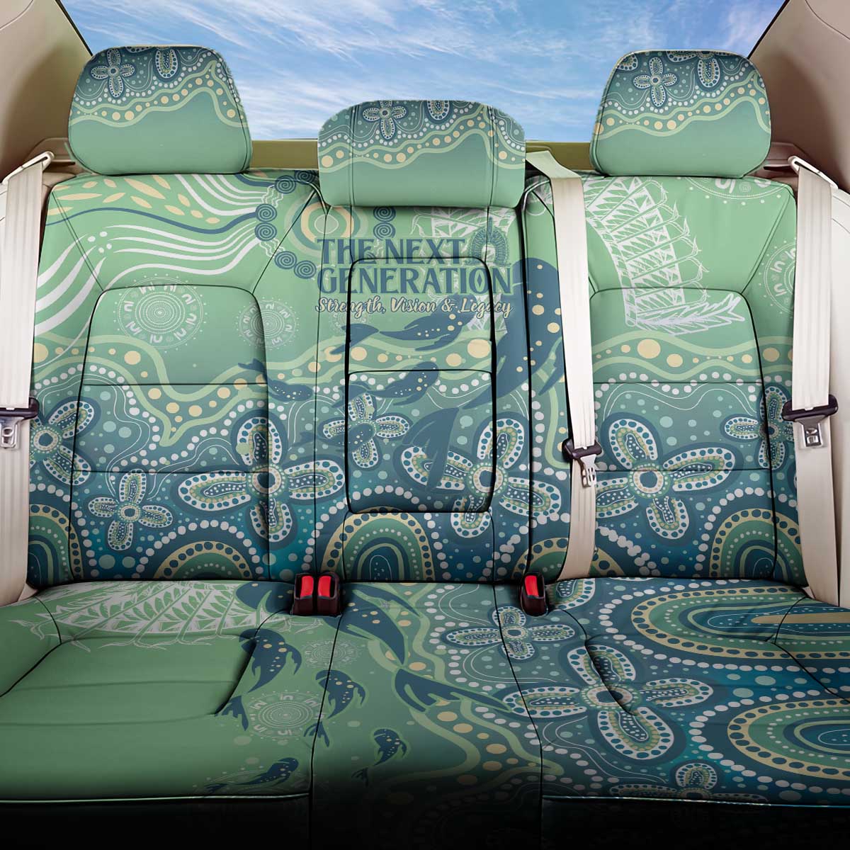 NAIDOC Week 2025 Back Car Seat Cover Pastel Ocean Aboriginal Art