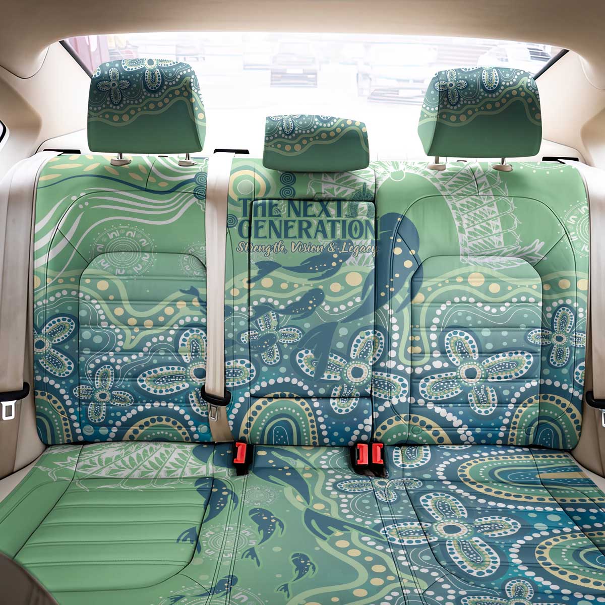 NAIDOC Week 2025 Back Car Seat Cover Pastel Ocean Aboriginal Art