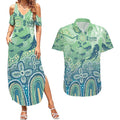 NAIDOC Week 2025 Couples Matching Summer Maxi Dress and Hawaiian Shirt Pastel Ocean Aboriginal Art