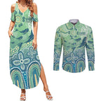 NAIDOC Week 2025 Couples Matching Summer Maxi Dress and Long Sleeve Button Shirt Pastel Ocean Aboriginal Art