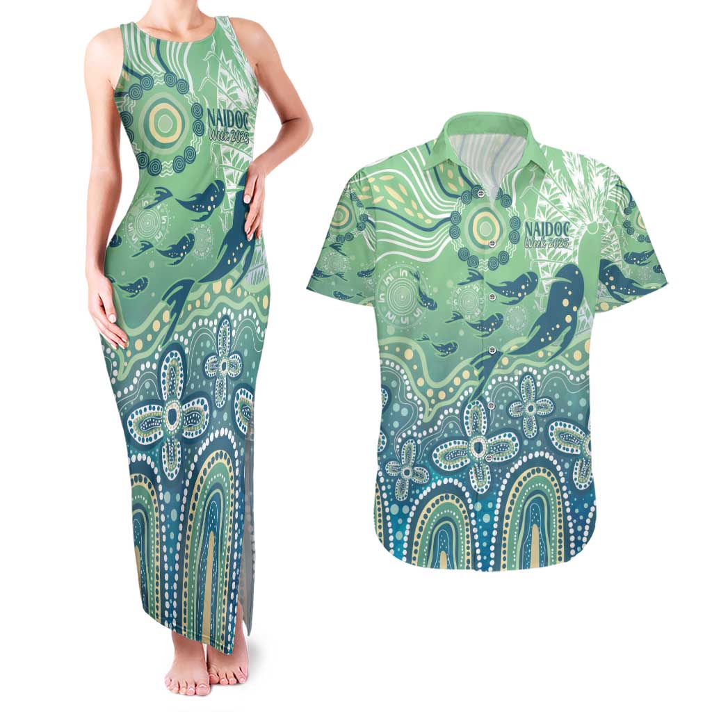 NAIDOC Week 2025 Couples Matching Tank Maxi Dress and Hawaiian Shirt Pastel Ocean Aboriginal Art