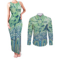 NAIDOC Week 2025 Couples Matching Tank Maxi Dress and Long Sleeve Button Shirt Pastel Ocean Aboriginal Art