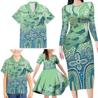 NAIDOC Week 2025 Family Matching Long Sleeve Bodycon Dress and Hawaiian Shirt Pastel Ocean Aboriginal Art