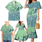 NAIDOC Week 2025 Family Matching Mermaid Dress and Hawaiian Shirt Pastel Ocean Aboriginal Art