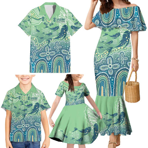 NAIDOC Week 2025 Family Matching Mermaid Dress and Hawaiian Shirt Pastel Ocean Aboriginal Art