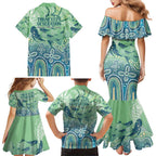 NAIDOC Week 2025 Family Matching Mermaid Dress and Hawaiian Shirt Pastel Ocean Aboriginal Art
