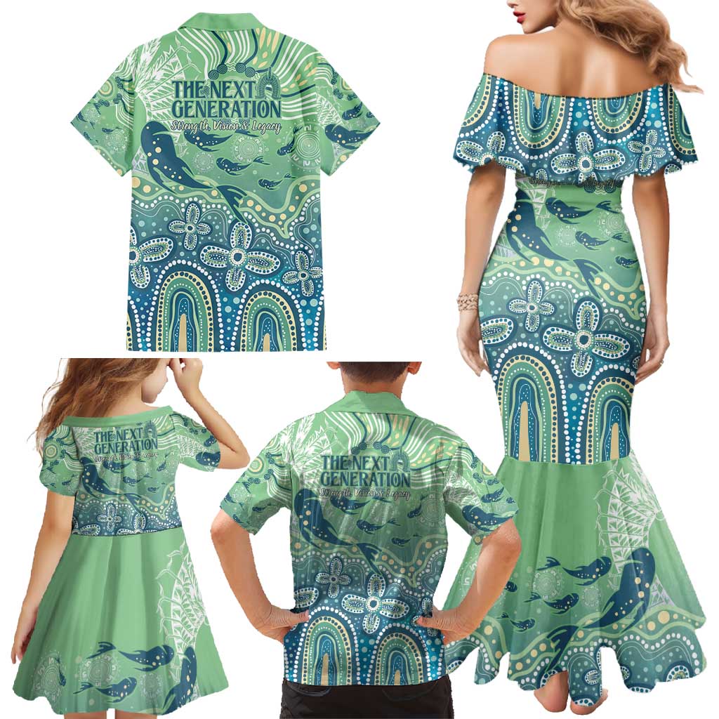NAIDOC Week 2025 Family Matching Mermaid Dress and Hawaiian Shirt Pastel Ocean Aboriginal Art