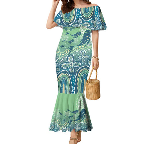 NAIDOC Week 2025 Family Matching Mermaid Dress and Hawaiian Shirt Pastel Ocean Aboriginal Art