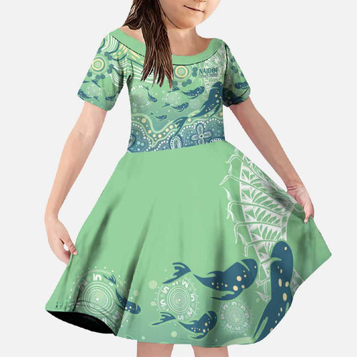 NAIDOC Week 2025 Family Matching Off Shoulder Maxi Dress and Hawaiian Shirt Pastel Ocean Aboriginal Art