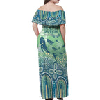 NAIDOC Week 2025 Family Matching Off Shoulder Maxi Dress and Hawaiian Shirt Pastel Ocean Aboriginal Art